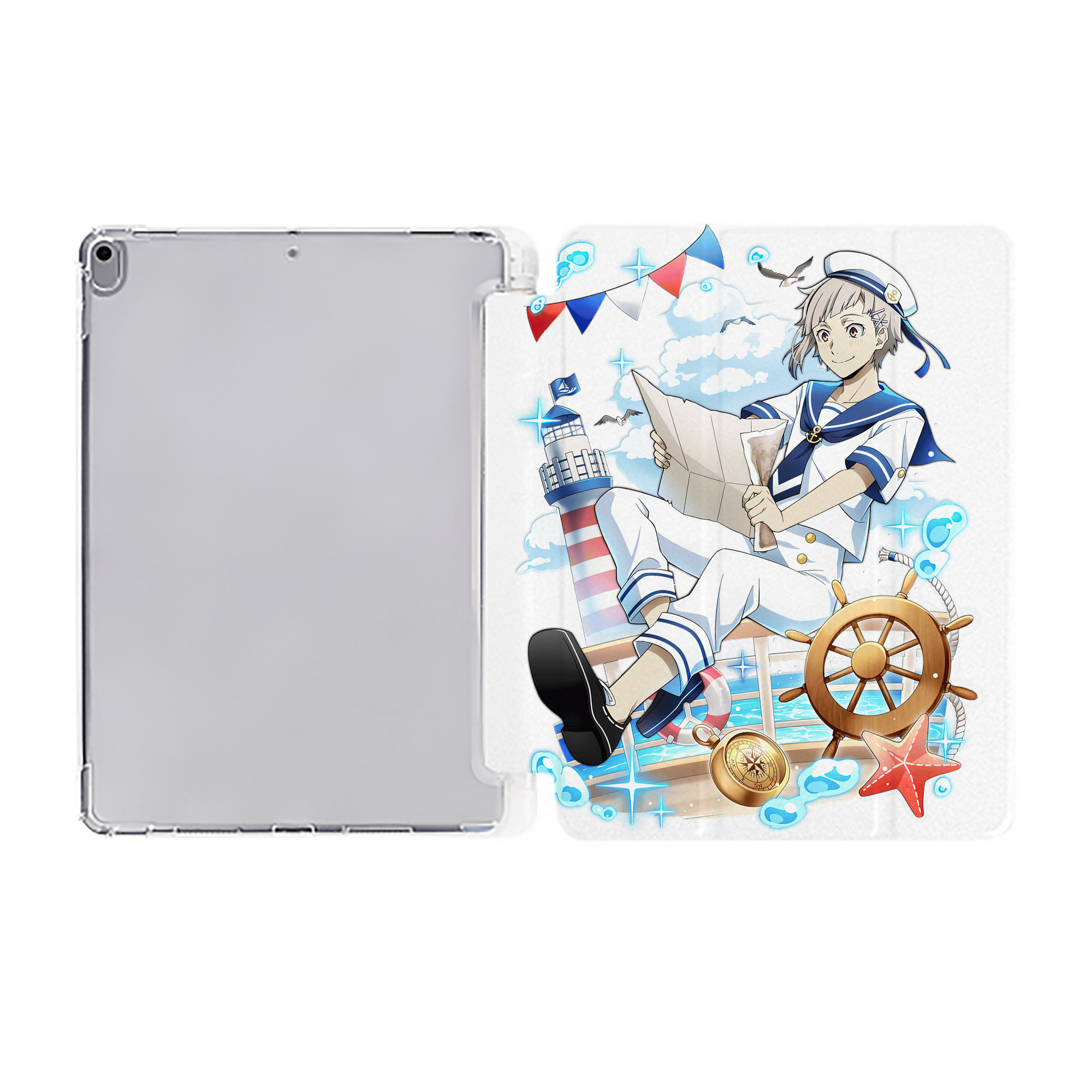 （画像用） 文豪ストレイドッグス Bungo Stray Dogs IPad ケース ペン収納付き 三つ折りスタンド PUレザー×シリコン 対応機種9.5/10.5/10.9インチ